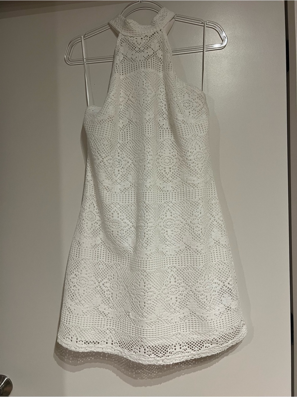 Walter Baker White Crochet Halter Mini Dress XL